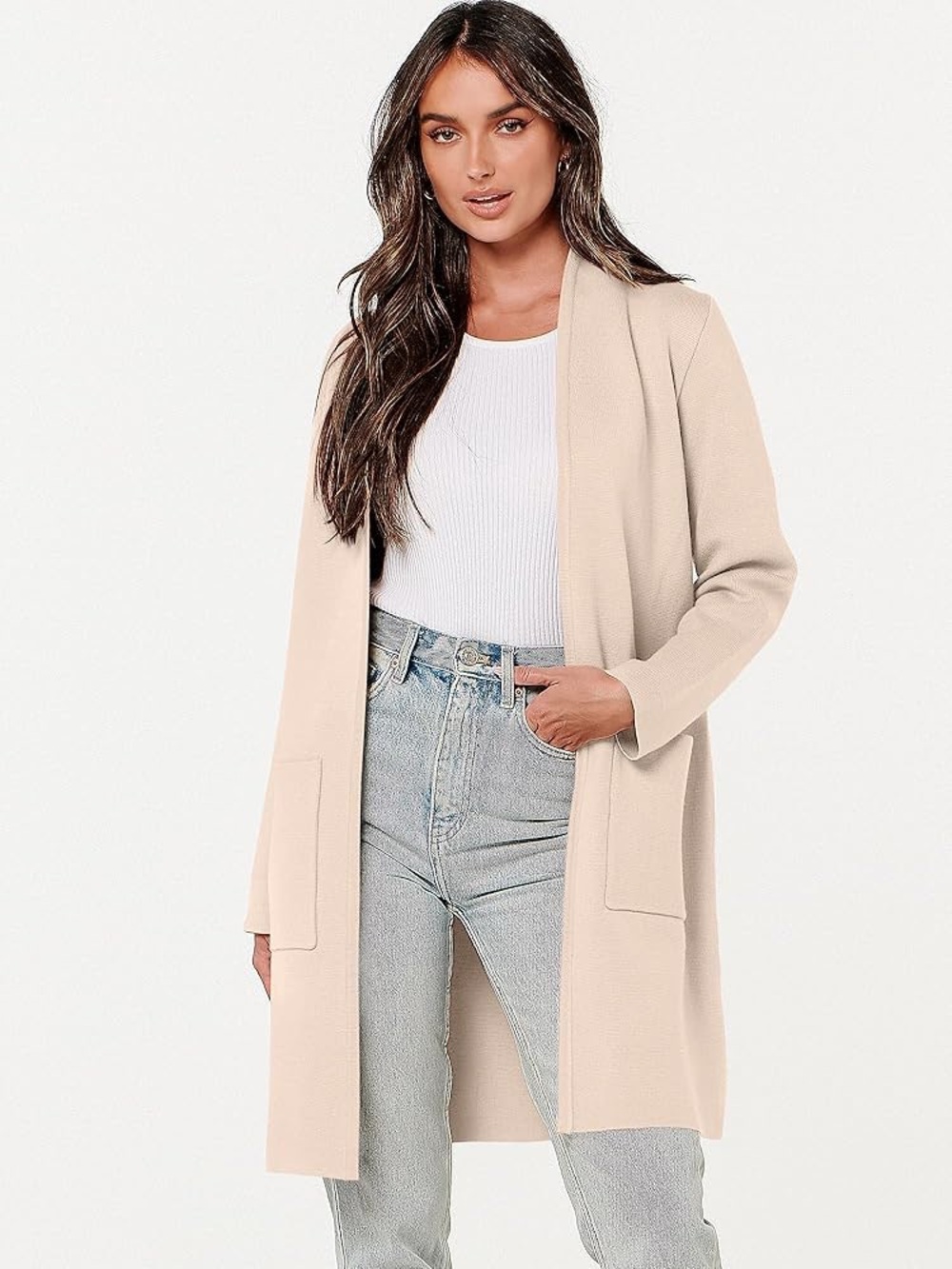 ANRABESS Womens long lapel Coatagin  Sweater - NWT.